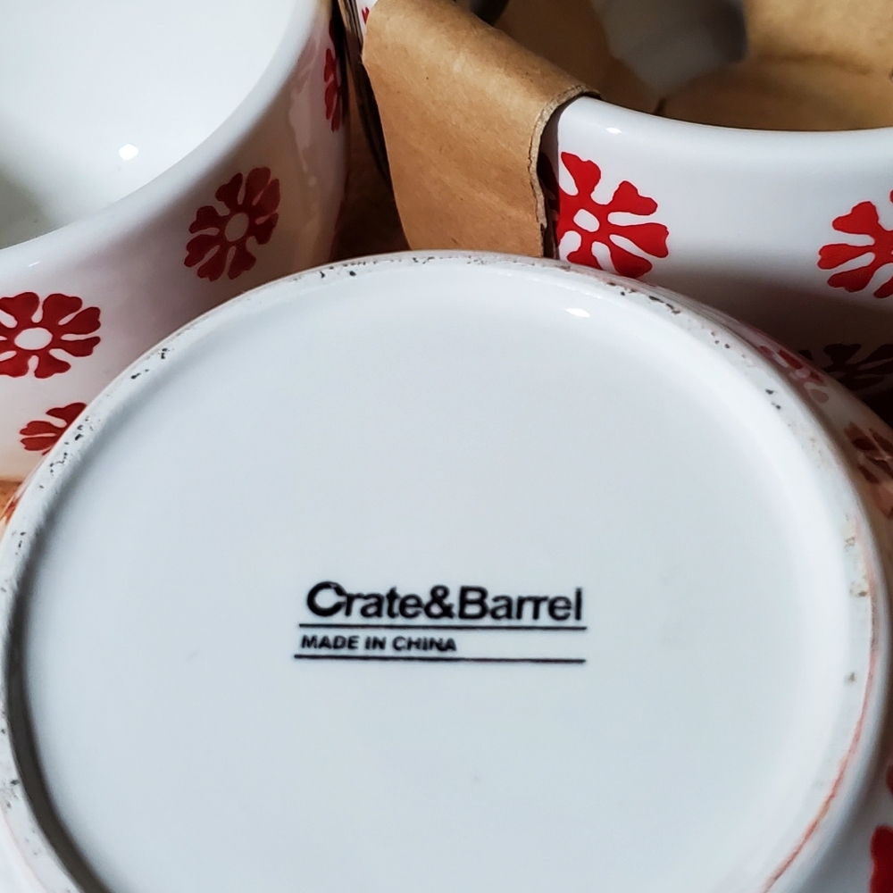 NWB Crate&Barrel Red and White Decorative Bowls - Picture 2 of 5